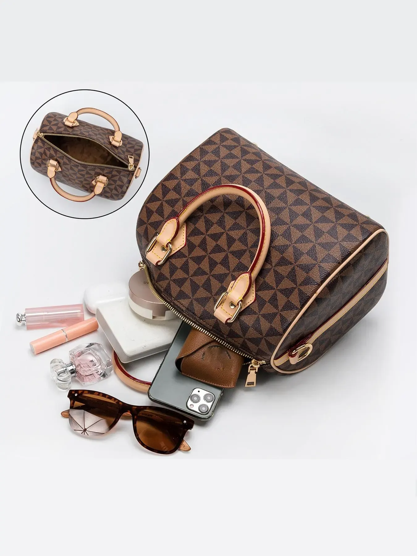 Fashionable Geometric Pattern Crossbody Bag, Lightweight Zipper Shoulder Bag with Adjustable Strap, Trendy All-match Commuter Bag for Daily Used, Purse Women, Unique Bags, Everyday Bags, Sling Purse, Adjustable Strap Satchel, Fashionable Patterned Bag