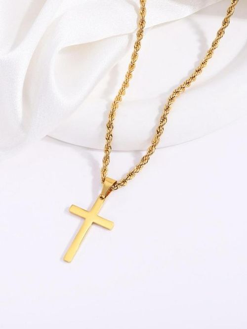 Men's Stainless Steel Cross Pendant Necklace, Fashion Jewelry for Party, Daily Clothing Decor, Trendy All-match & Exquisite Jewelry for Birthday Gift, Exquisite Chain Jewelry
