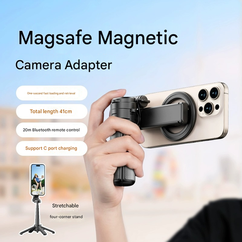 New Mini Magnetic Selfie Stick | Magsafe Bluetooth Self-Timer | Portable Telescopic Phone Tripod | Foldable 4-Leg Stand for Travel
