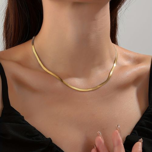 Spring Summer Jewelry, Exquisite Gold Necklaces for Women, Dainty Gold Herringbone Choker Necklace Thin Layered Snake Chain Jewelry for Gifts and Teen Gifts