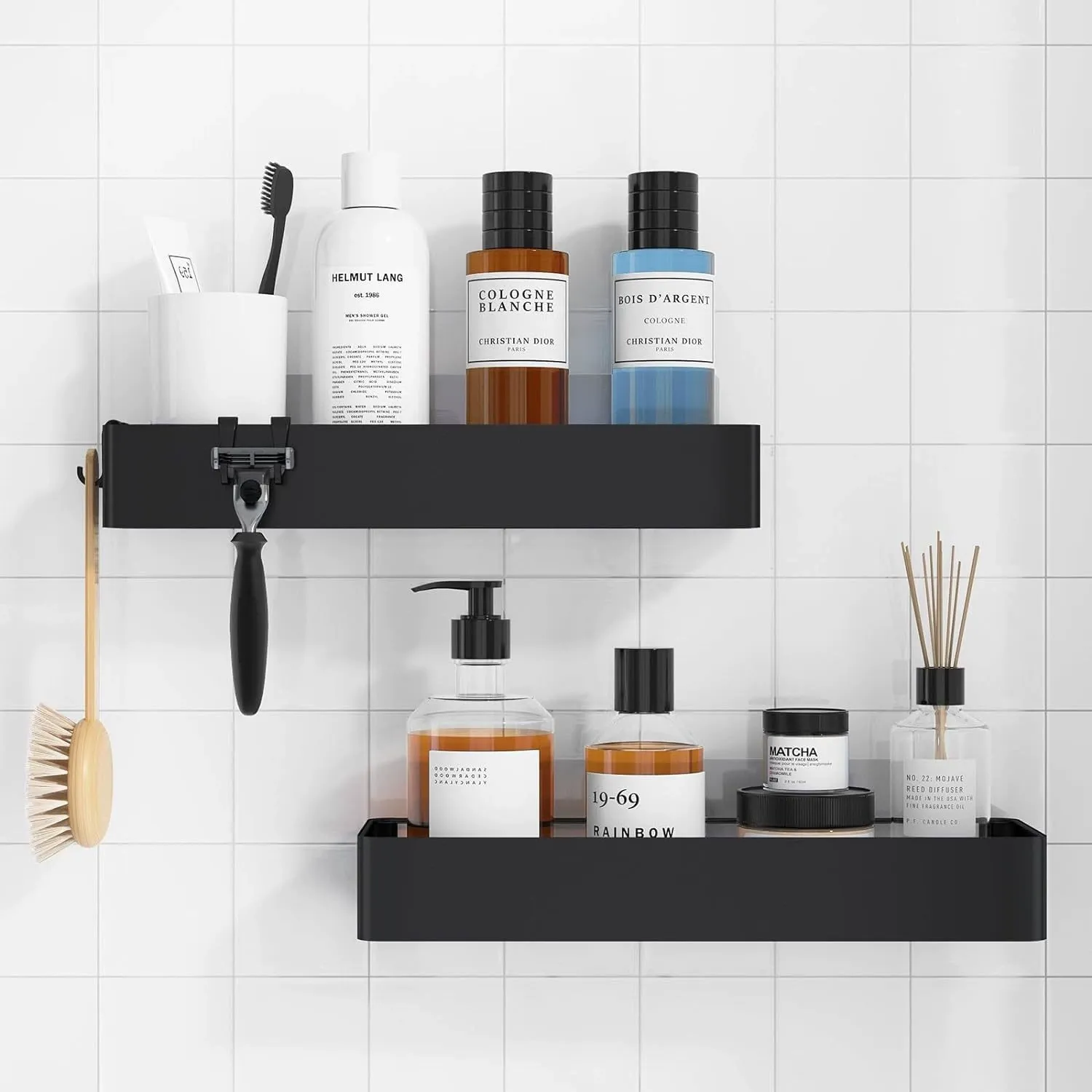 2025 Upgraded Drill-Free Wall Mounted Storage Organizer | Bathroom & Kitchen Shelf Rack | Multipurpose Holder for Toiletries & Utensils