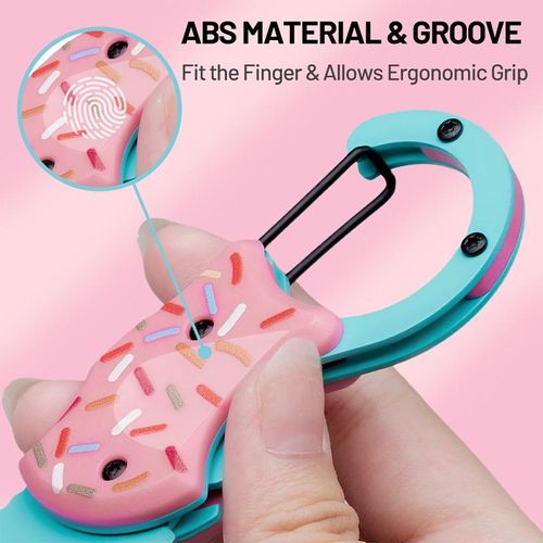 Pink Pocket Knife for Women Men, Cool Folding Knife Box Cutter, Mini EDC Knives for Everyday Carry, Folding Utility Knife with Unique Donut Design, Ideal Gifts Toy knife for Men and Women