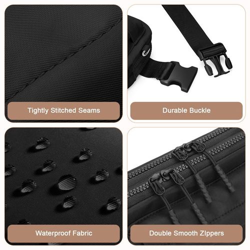 Unisex Fanny Packs for Women Men - Waterproof Belt Bag with 4 Zipper Pockets, Adjustable Long Strap Waist Crossbody Bag for Workout Running Yoga Shopping Hiking, Brown