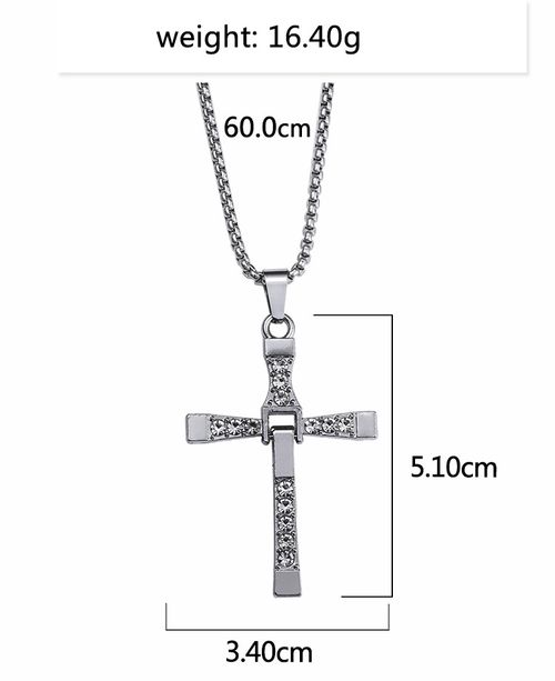 Men's Fast & Furious Dom Toretto Inspired Cross Pendant Necklace - Street Hip Hop Style Stainless Steel Fashion Jewelry
