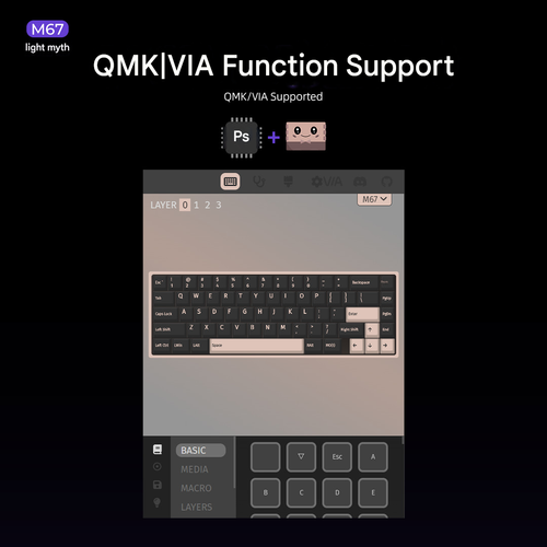 XVX M67 Light Myth Selected Wired Mechanical Keyboard - IMD Contour 2.0, 68-Key Layout, Professional Gaming Keyboard for Esports & Typing