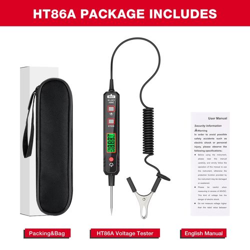 0.8-100V DC Car Automotive Circuit Tester - Smart Auto-Ranging Fuse Tester with Sharp Probe, Professional Vehicle Voltage Tester for Car Battery, Bidirectional Polarity Checker Tool for Voltage Continuity Resistance Detection with Audible Buzzer, Essential Auto Maintenance & Repair Tool