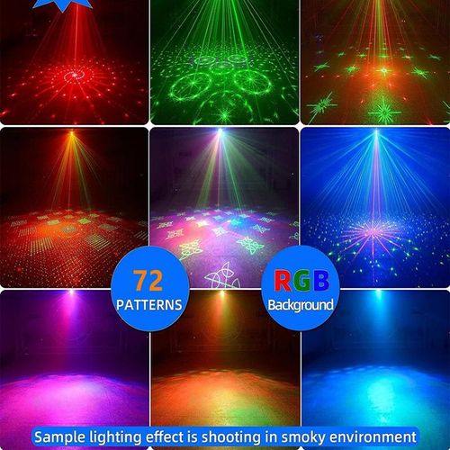 Disco Party Light DJ Laser Projector Light RGB Disco Light Red and Green Pattern Light Strobe Light for Home Room Dance Party Birthday Karaoke Halloween Christmas Wedding Show Club Decoration Laser Projector