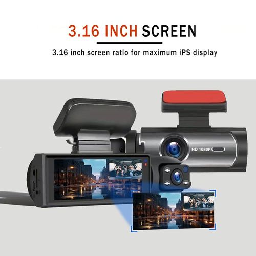 Full HD 1080P Dual Camera Dash Cam with IR Night Vision G Sensor 3.16 IPS Screen Loop Recording Car Driving Recorder for Safety & Evidence