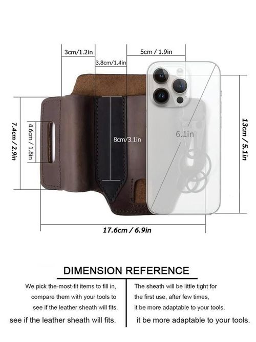 Men's Cowhide Solid Color Durable Belt Bag, EDC Tool Pouch, Multifunctional Storage Bag for Pen, Keychain, Flashlight, Tactical Pack