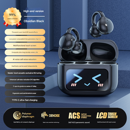 2025 New M100 Bone Conduction Noise Cancelling Headphones | Wireless Sports Clip-On with Display | 20 Hours of Long Battery Life without Butterfly Accessories