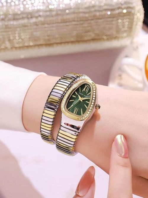 Women's Elegant Snake Design Rhinestone Decor Quartz Watch, Fashionable Wristwatch for Women & Girls, Trendy All-match & Exquisite Watch for Birthday Gift with Box, Fashionable Analog Watch