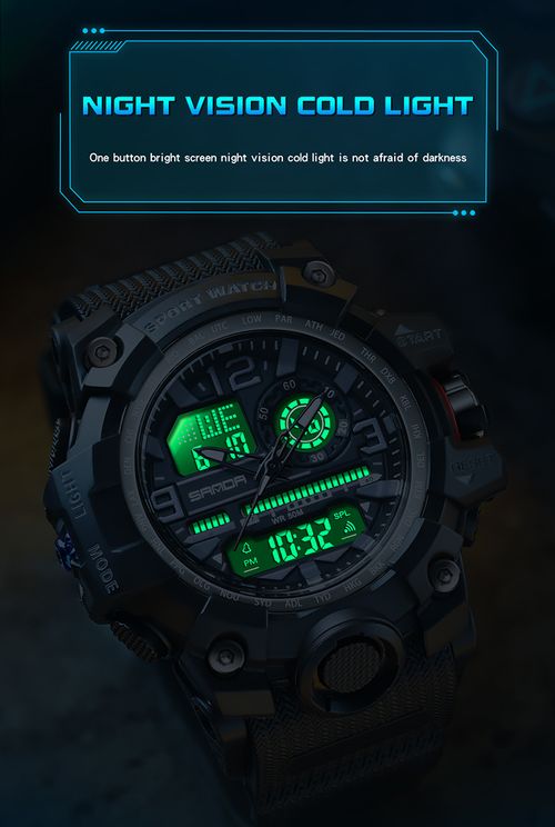 Men's Sporty Analog-Digital Quartz Watch, Fashionable Waterproof Watch with Luminous Display, Alarm and Calendar Functions, Multifunctional Watch with Box