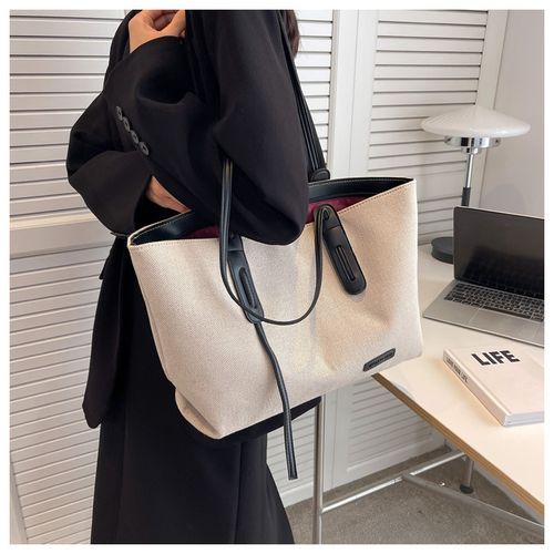 Women's Summer 2026 Elegant Large Capacity Tote Bag with Pockets Inside, Casual Trendy Handbag & Shoulder Bag, Tote Bag for Trip & Business, Ladies Purse, Stylish Tote Bag