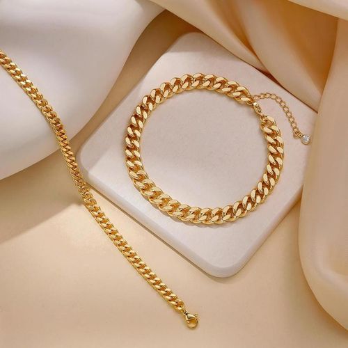 Chunky Cuban Link Chain Anklet for Women Waterproof Adjustable Length 8.5+2 Inch Fashion Chic Accessories Trendy Layered Anklet Set Jewelry Gift