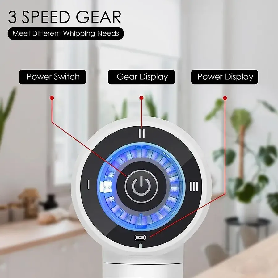 Electric Hand Whisk with USB Charging, Multi-Functional Kitchen Gadget for Baking & Mixing, Cordless Kitchen Mixer