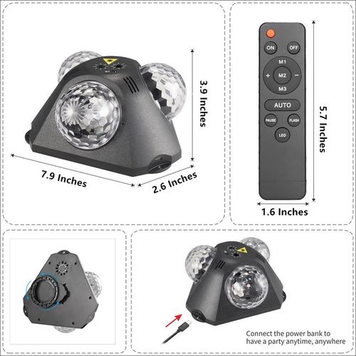 4 in 1 Disco Party Lights, 3 RGB Disco Lights+Red and Green Pattern Lamp Strobe Lights for Home Room Dance Parties Birthday Karaoke Halloween Christmas Wedding Show Club Decorations party light disco lights for parties outside laser beam light