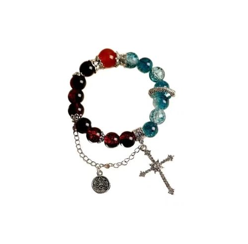 Red Blue Aura Quartz Bracelet - Unisex African Energy Stone for Wealth & Protection, Gradient Healing Wrist Gift