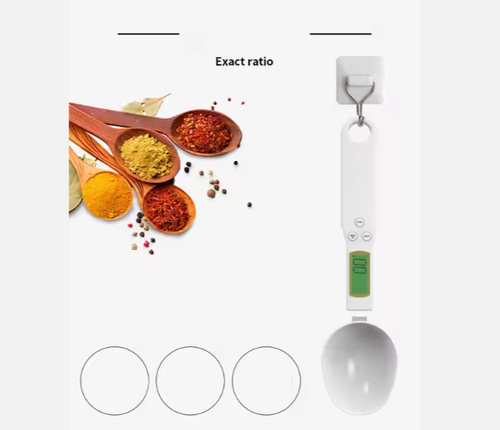 Electronic Measuring Scoop Scale - Kitchen Food Gram Scale, Portable Mini Digital Spoon Scale in White