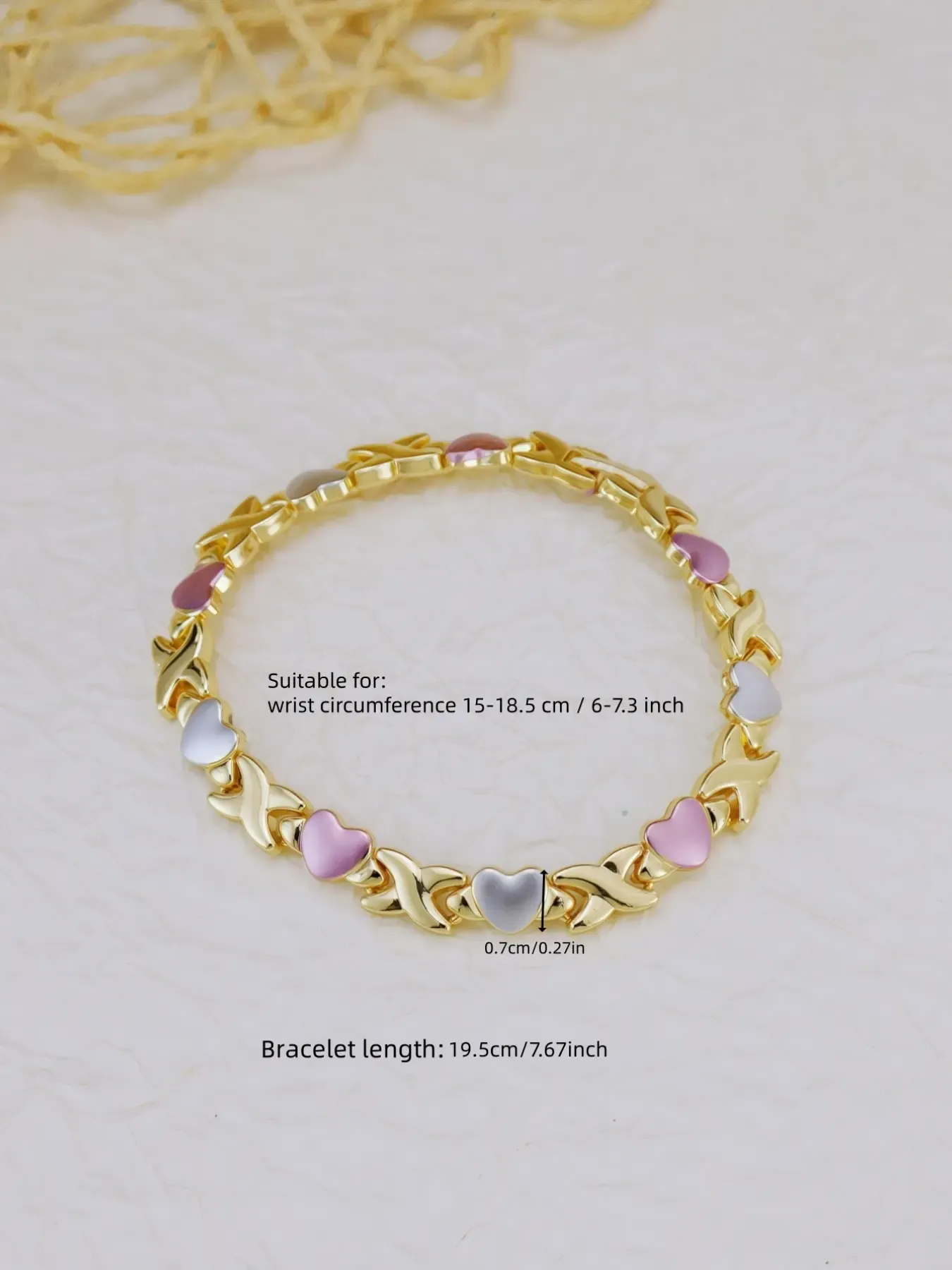 Royal-Inspired Color XO Heart Necklace & Bracelet & Earrings Set, Matching Jewelry Set, Casual Style Metal Chain Design Jewelry for All Seasons, Complete Accessories Set
