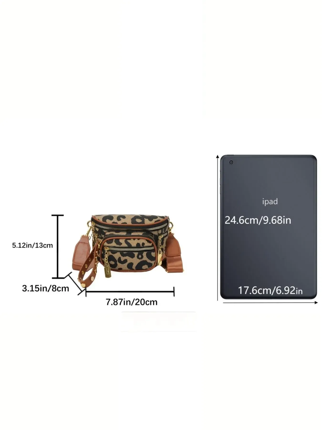 Mini Crossbody Belt Bag, Pure Color Design, Punk Style, Geometric Pattern, Leopard, Multi-Layer Storage, Suitable for All Seasons, Zipper Belt Bag, Crossbody Fanny Pack, Casual Bum Bag