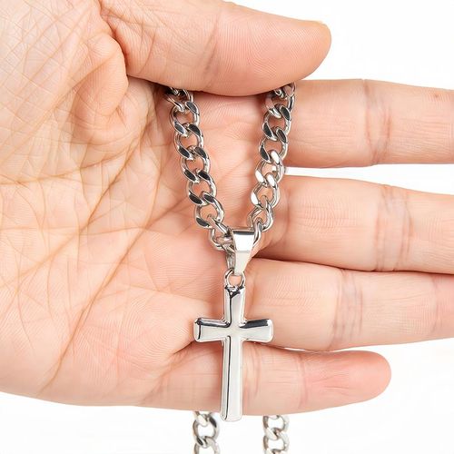 1pc to My Son Stainless Steel Cross Pendant Necklace, Birthday Gift, Valentine's Day Gift, Christmas Gift, with Card and Gift Box Packaging, the Perfect Gift for Loved Ones
