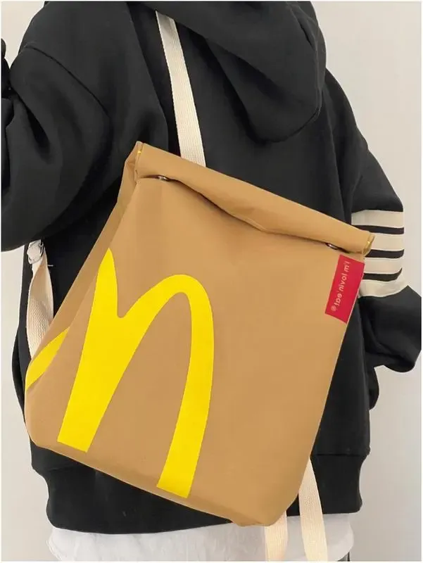 McDonald's 2026 Cute Charming Backpack for Women & Men Classic Unisex Vintage Daypack Canvas Personalized Rucksack Bookbag Shoulder Bag Crossbody Bag with Adjustable Straps and Spacious Interior
