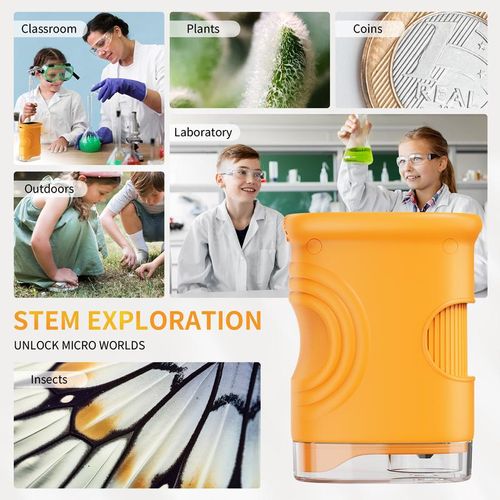 1000X Handheld Digital Microscope with 4K 2'' IPS Screen, USB-Powered Portable Microscope for Kids & Students, Educational Science Toy, Compact & Durable Christmas Gifts