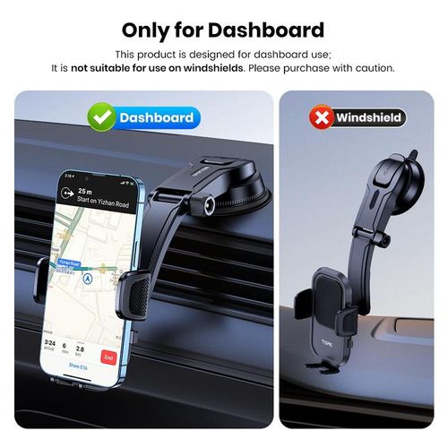 360° Rotation Suction Cup Car Phone Holder, Car Navigation Bracket For Dashboard, Universal Adjustable Phone Holder Mount, Hand Free Mount for Car Dashboard