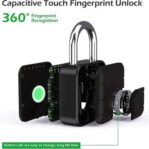 NexusLab Smart Fingerprint Padlock, Tuya App Control, Bluetooth Unlock, IP67 Waterproof, 10 Fingerprint Capacity, Stainless Steel Shackle, Biometric Door Lock For Suitcases, Gym Lockers, Outdoor Gates, Doors, Fences, Storage