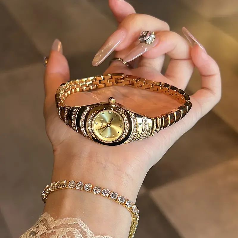 Gold Watch · Summer Style | Luxury Diamond Gold Watch | Mother's Day Gift | Ladies' Watch | Elegant & Stylish Bracelet Style | Water-Resistant Design (No Watch Box)