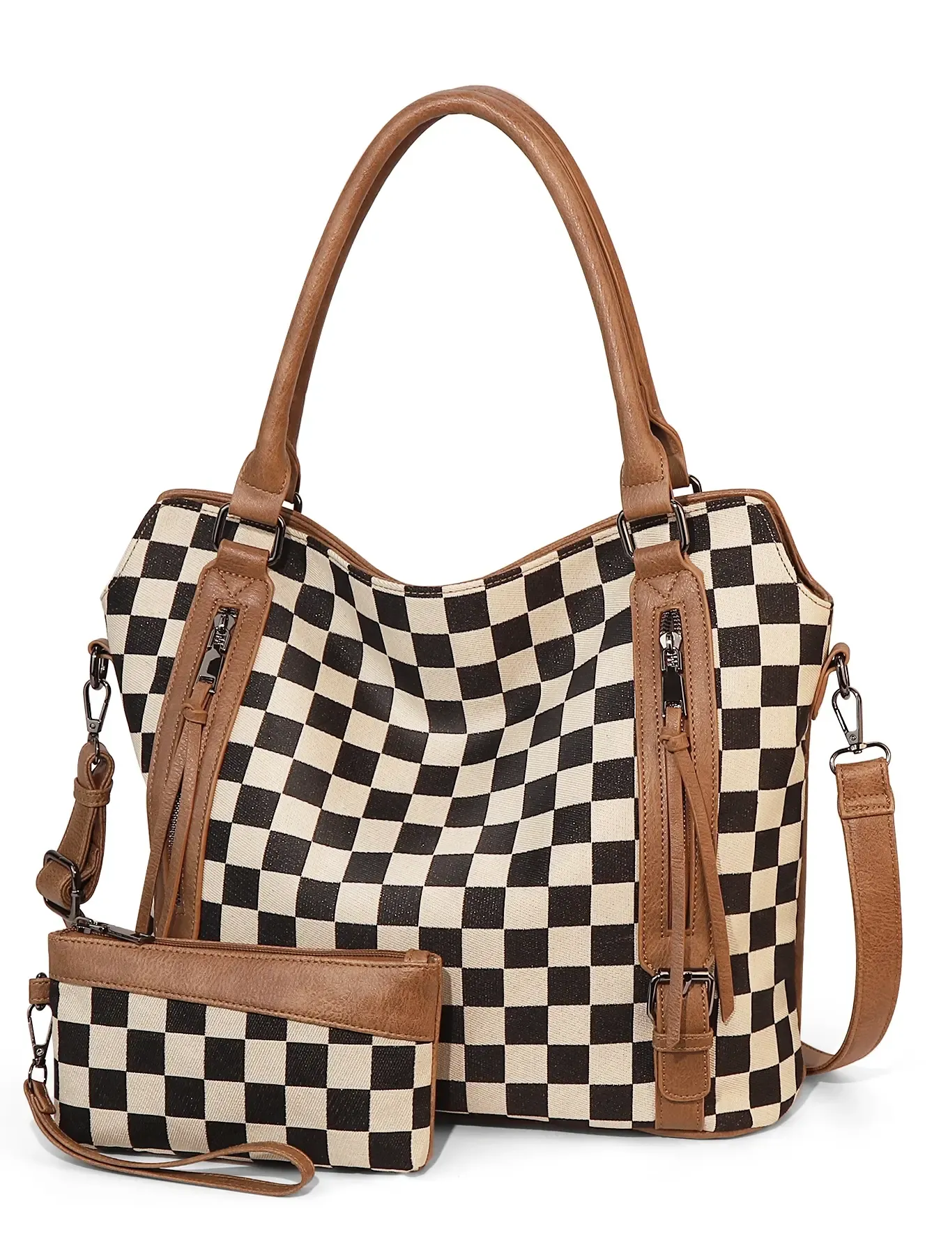 Plaid Retro Handbag Large Capacity Bag Set Fashion Crossbody Commuter Shoulder Bag, Stylish and Versatile Design,26 fall&winter