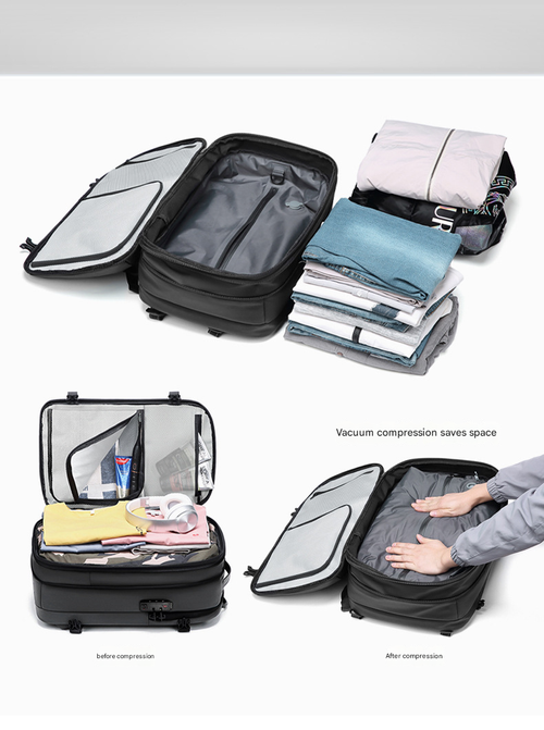 2025 TSA-Approved 40L Vacuum Compression Backpack Waterproof Anti-Theft Business Laptop Bag for Men, 17 Laptop Compartment and Expandable Travel Hiking Pack (Fits 24 Luggage)