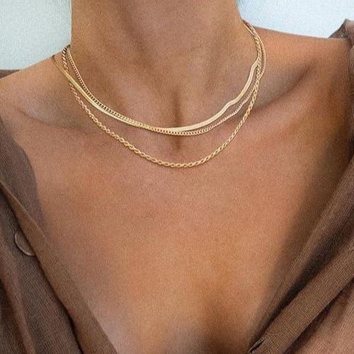 Herringbone Necklace for Women Dainty Snake Chain Choker Necklaces,Simple Layered Necklaces Jewelry Gift for Women
