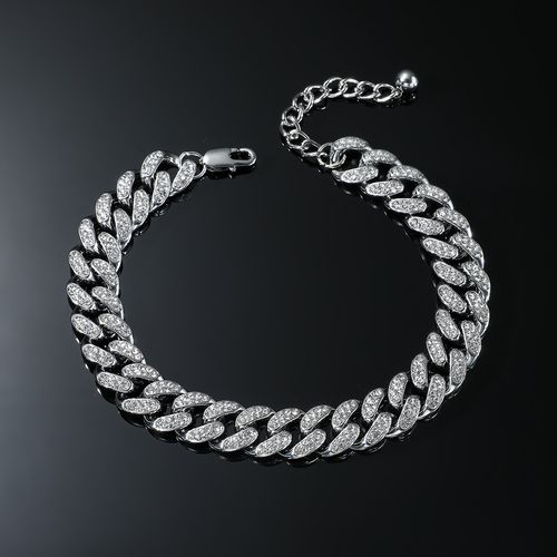 Hip-hop Cool Bling Bling Cuban Link Anklet — Edgy Trendy Men's Biker Punk Style Foot Jewelry