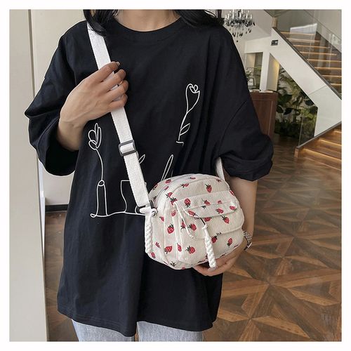 Women's Corduroy Shoulder Bag with Zipper Crossbody Bag for Daily Use Adjustable Strap Korean Style Casual Messenger Bag 2025 Fashion