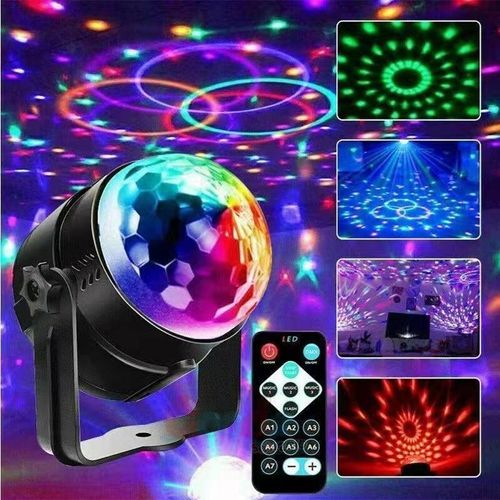 LED Stage Disco Light, Rotating DJ Ball Strobe Remote Sound Control Magic Dance Car RGB, Christmas Gift Party Club Laser Show Lamp, Night Light