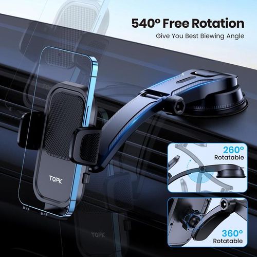 360° Rotation Suction Cup Car Phone Holder, Car Navigation Bracket For Dashboard, Universal Adjustable Phone Holder Mount, Hand Free Mount for Car Dashboard