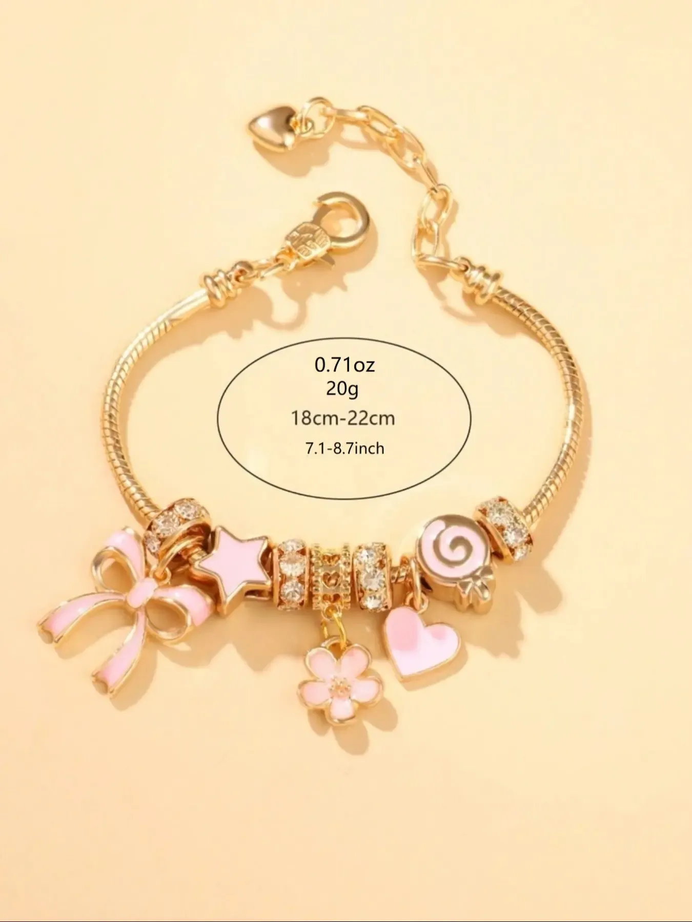 Cute Bow & Heart & Flower Design Charm Bracelet, Rhinestone Decorated Bracelet for Women & Girls, Trendy All-match & Exquisite Jewelry for Birthday Gift, Rhinestone Decorated Bangle, Charms Bracelet