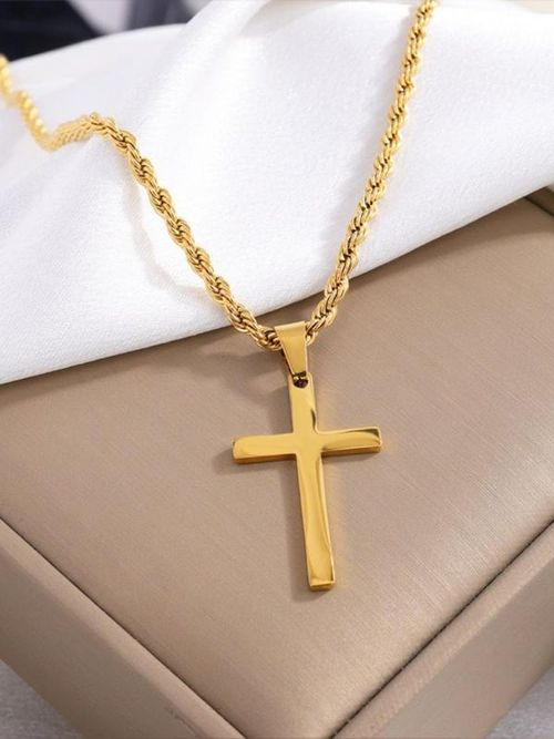Men's Stainless Steel Cross Pendant Necklace, Fashion Jewelry for Party, Daily Clothing Decor, Trendy All-match & Exquisite Jewelry for Birthday Gift, Exquisite Chain Jewelry