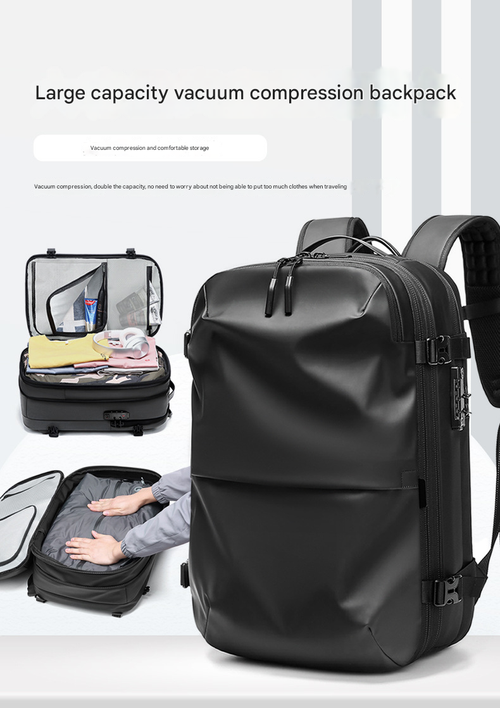2025 TSA-Approved 40L Vacuum Compression Backpack Waterproof Anti-Theft Business Laptop Bag for Men, 17 Laptop Compartment and Expandable Travel Hiking Pack (Fits 24 Luggage)