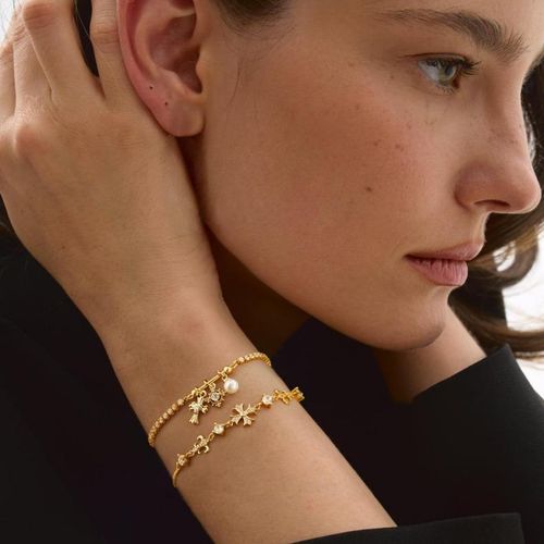 Double Layered Bracelets for Women - Snowflake Cross Charms Adjustable Sparkle Bracelet Set, Hypoallergenic Meaningful Christian Symbol, Ideal Gift for Mother's Day Valentine Wedding Birthday