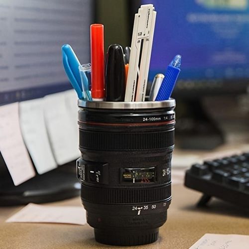 Stainless Steel Insulated Coffee Mug, 1 Count Leak-proof Camera Lens Design Cup with Lid, Portable Mug for Photographer Lovers Gift