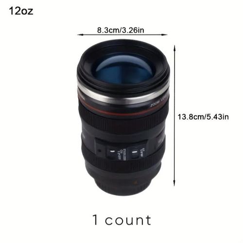 Stainless Steel Insulated Coffee Mug, 1 Count Leak-proof Camera Lens Design Cup with Lid, Portable Mug for Photographer Lovers Gift