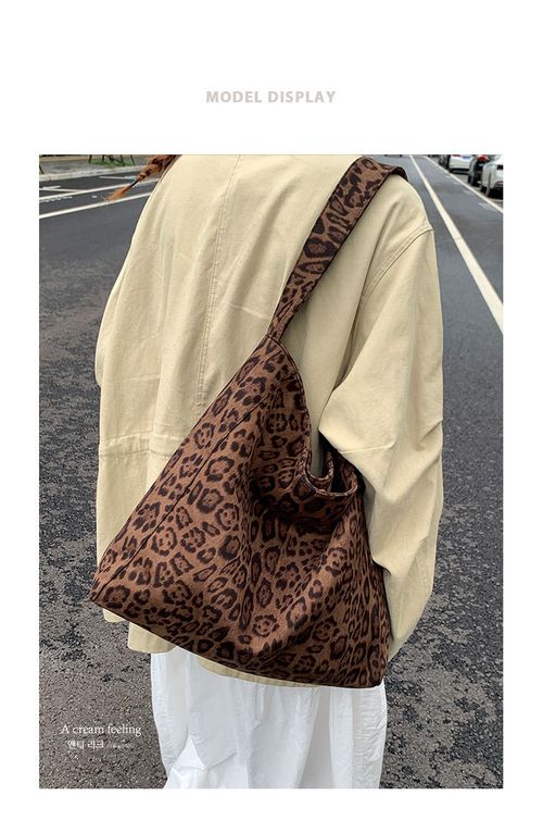 Women's Fashion Leopard Pattern Tote Bag, Casual Large Capacity Shoulder Bag for Daily Life, Trendy All-match Handbag for Commuters and Students