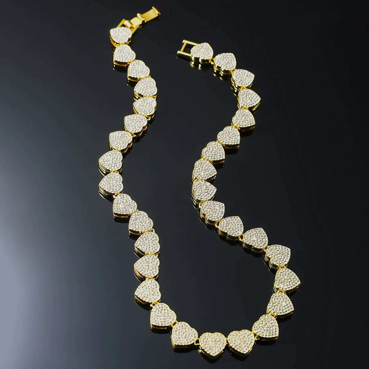 Heart Necklace, Street Rhinestone Decor Matching Necklace for Galentinesparty for Boyfriend & Girlfriend, Exquisite Trendy Jewelry for Party, Daily Wear