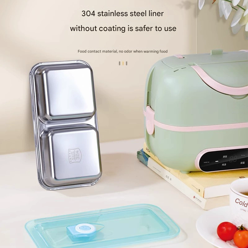 Compact Electric Lunch Box for One - Portable 2-in-1 Steamer & Cooker, Travel-Friendly Food Warmer for Business Trips, Essential for Office Workers & Solo Lifestyles, On-the-Go Meal Prep Tool