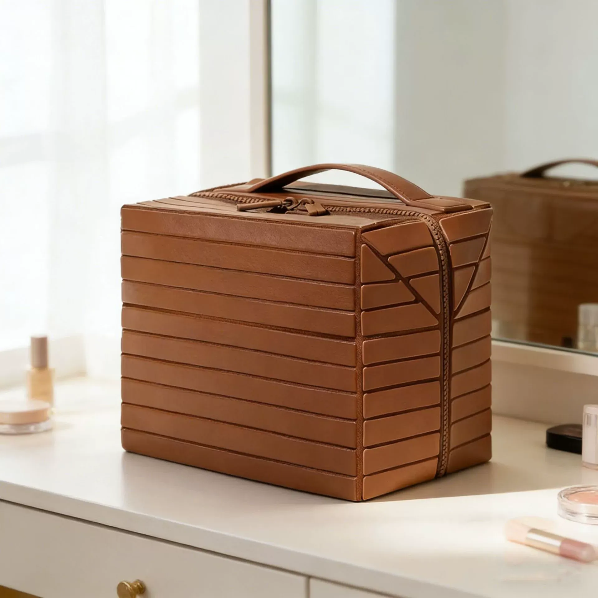 2026 New Portable Foldable Cosmetic Bag - Large Capacity Compartmentalized Toiletry Organizer for Travel Skincare Makeup Storage, In Stock