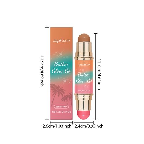 ZEPHOCO Dual-Ended Contour & Blush Stickt Finish | Deep Brown + Pink for Daily On-The-Go Makeup