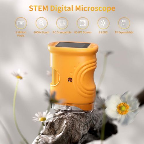 1000X Handheld Digital Microscope with 4K 2'' IPS Screen, USB-Powered Portable Microscope for Kids & Students, Educational Science Toy, Compact & Durable Christmas Gifts
