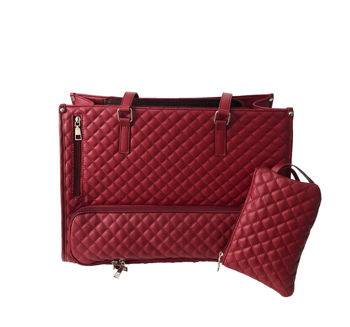 New Women's 2-in-1 Quilted Tote Handbag & Insulated Lunch Bag Combo - Large Capacity Crossbody Laptop Bag with Thermal Compartment